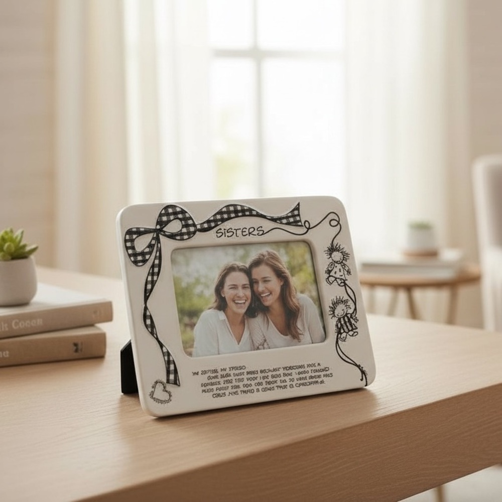 Sisters themed ceramic cream black photo picture memory keepsake gift 🎁 frame
